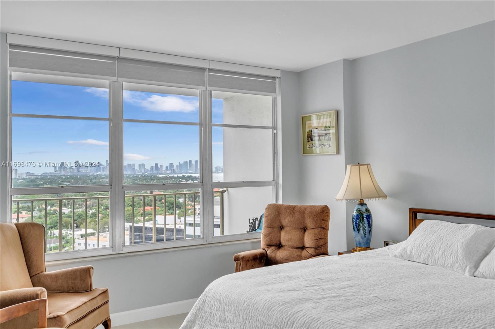 4101 Pine Tree Drive, Unit 1702 Miami Beach, FL 33140 - Photo 14 of 51 a bedroom with a bed and a large window