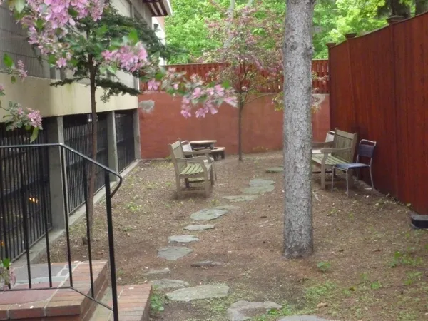a view of an outdoor space with seating area