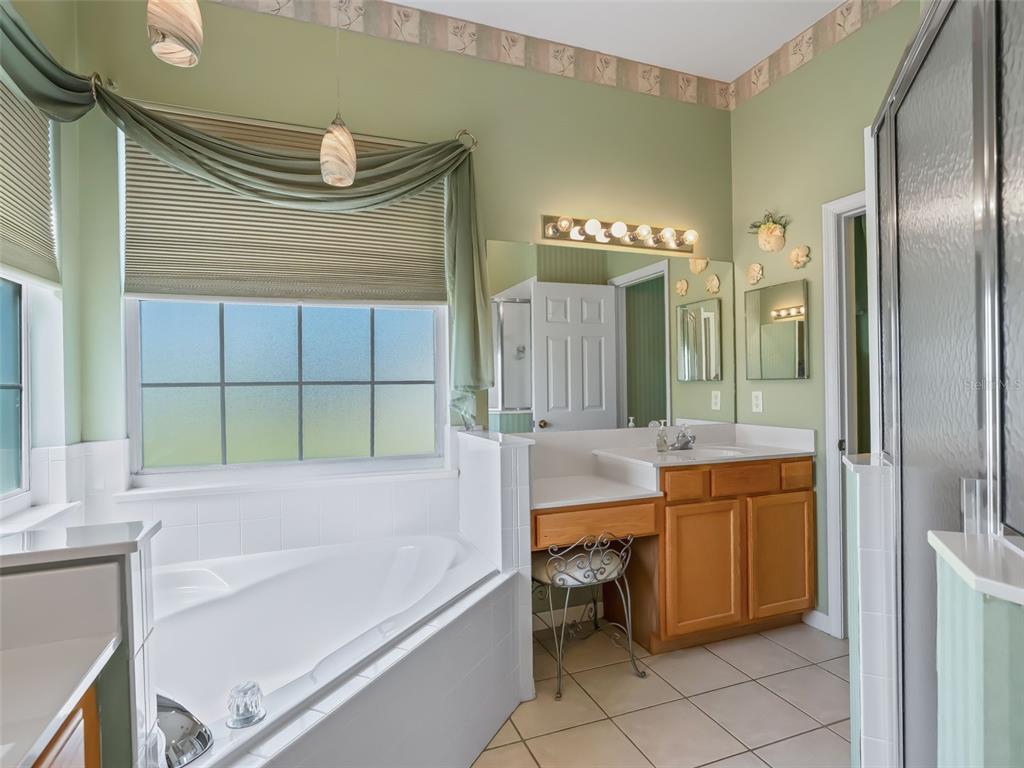 17786 Southeast 119th Avenue Road Summerfield, FL 34491 - Photo 25 of 43 a bathroom with a tub a sink and a large mirror