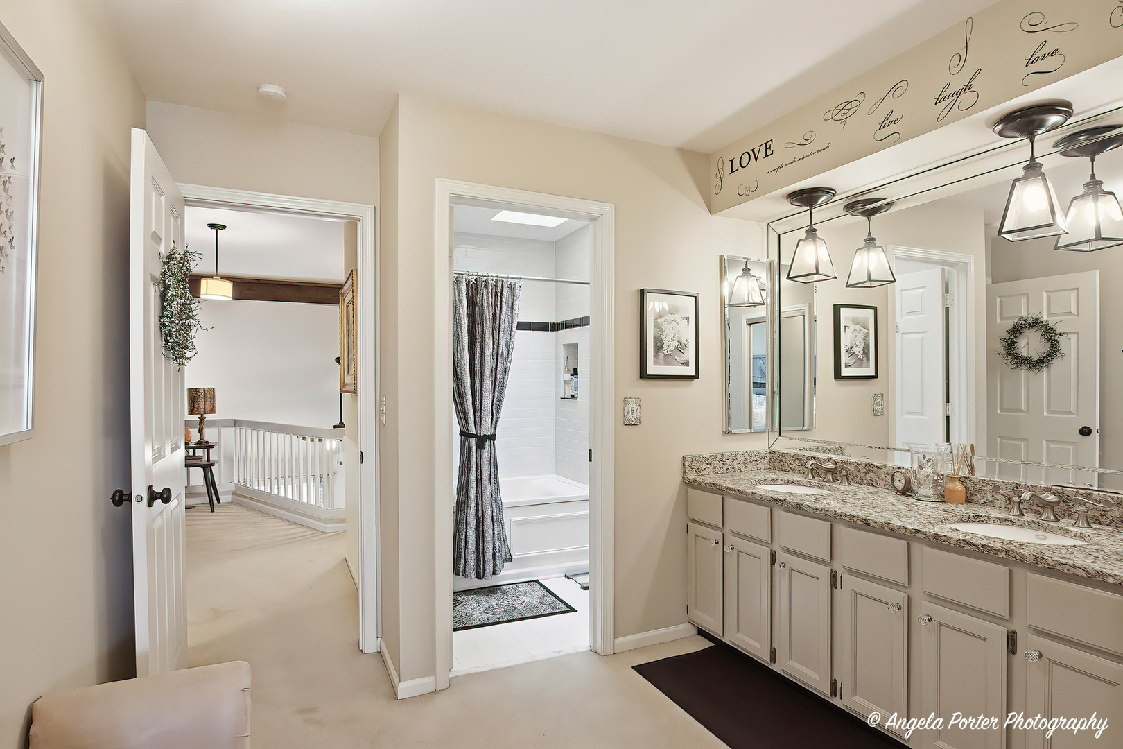 890 Shoreline Road Lake Barrington, IL 60010 - Photo 17 of 42 a spacious bathroom with a granite countertop sink mirror and shower
