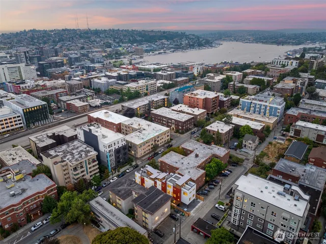 an aerial view of a city