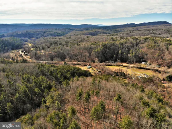 a view of a yard with mountain