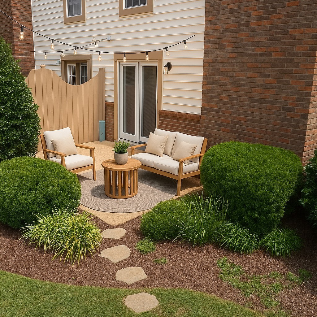 5002 Camelot Drive, Unit C Columbia, TN 38401 - Photo 22 of 46 a view of a patio with table and chairs potted plants and floor to ceiling window