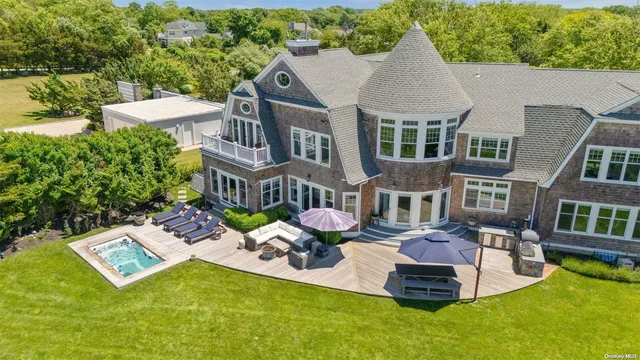 an aerial view of a house