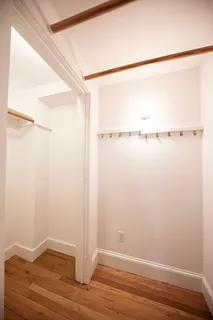 a view of small space with racks on the wall