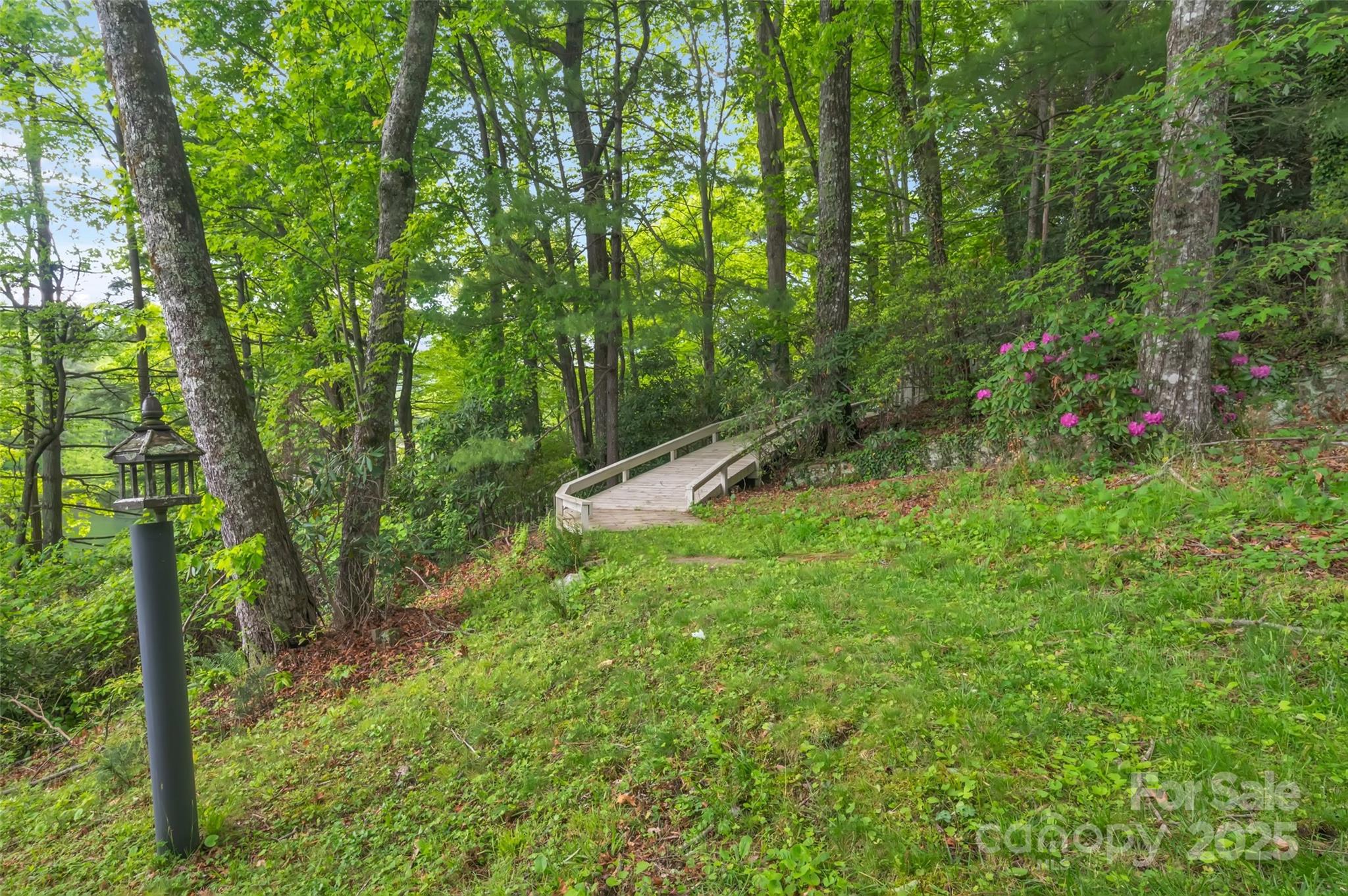 1923 Cold Mountain Road Lake Toxaway, NC 28747 - Photo 5 of 5 a backyard of a house with lots of green space and fountain