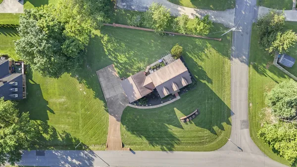 an aerial view of a house having outdoor space