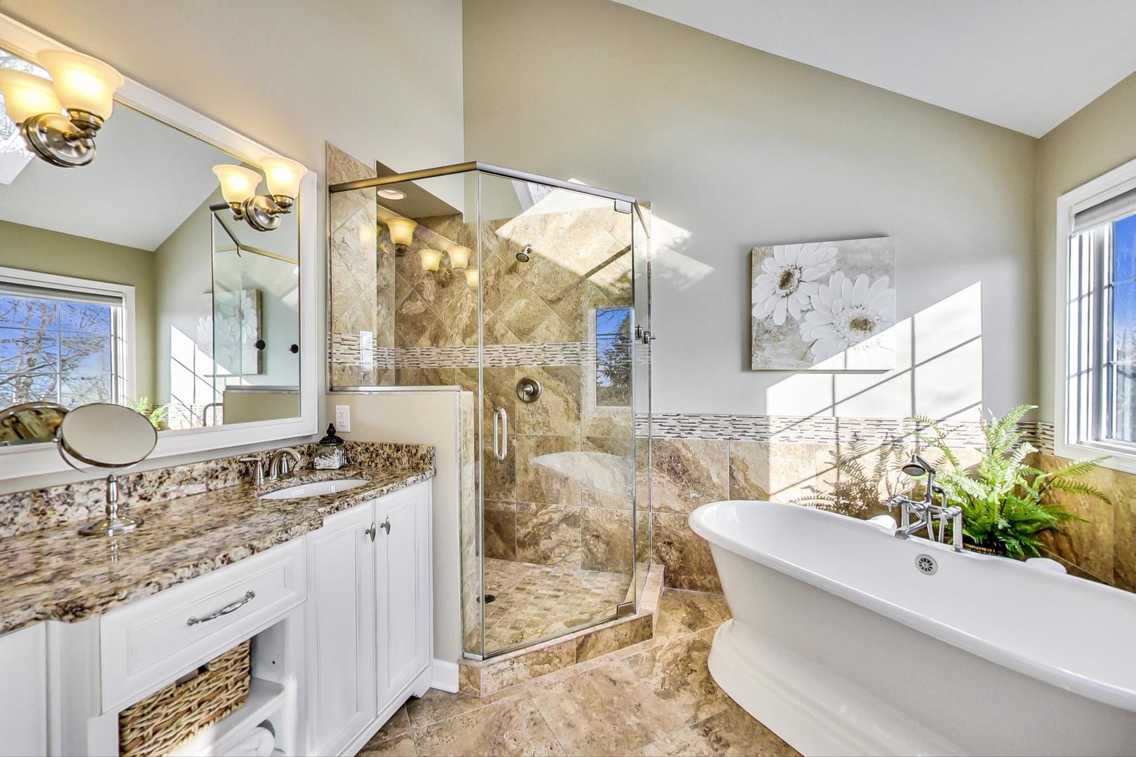 2616 High Meadow Road Naperville, IL 60564 - Photo 21 of 47 a bath room with a granite countertop sink and a mirror