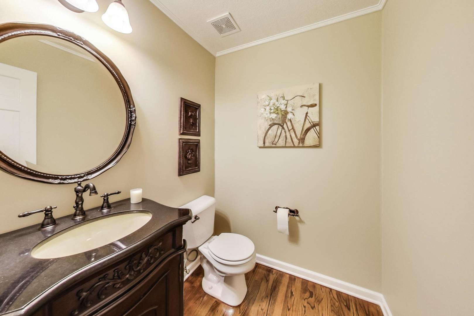 2616 High Meadow Road Naperville, IL 60564 - Photo 30 of 47 a bathroom with a granite countertop double vanity sink and a mirror
