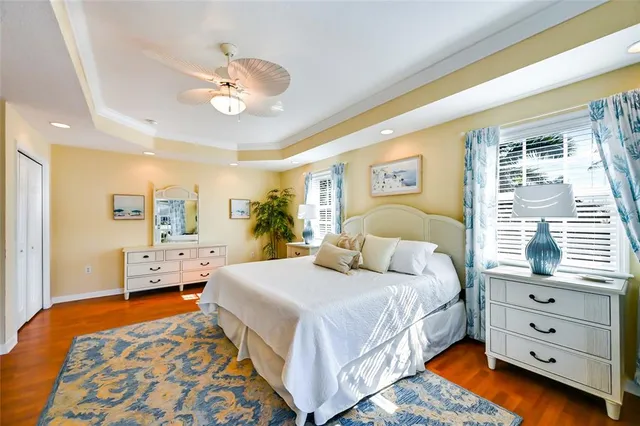 a bedroom with a bed and furniture