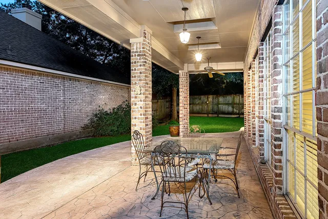 a view of an outdoor space with seating area