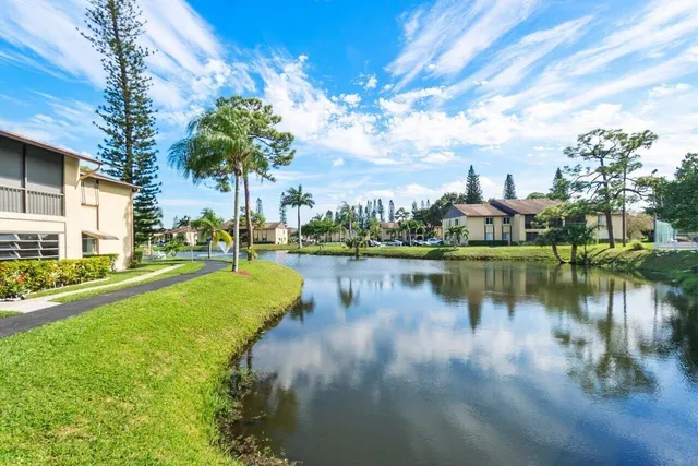 a view of a lake with houses