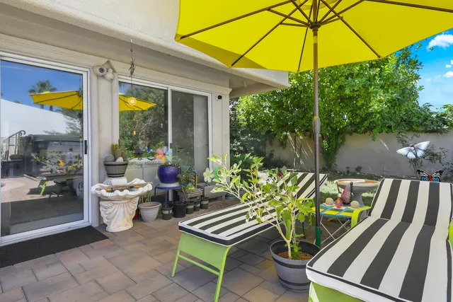 a outdoor view with a sitting space