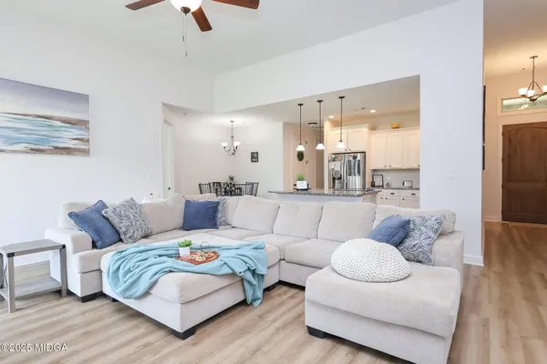 a living room with furniture and a couch