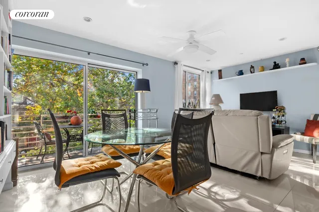 a outdoor space with furniture and flat screen tv