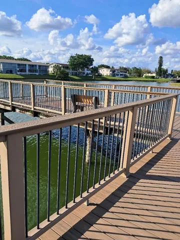 a view of lake from a balcony
