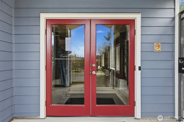 a view of yellow door of the house