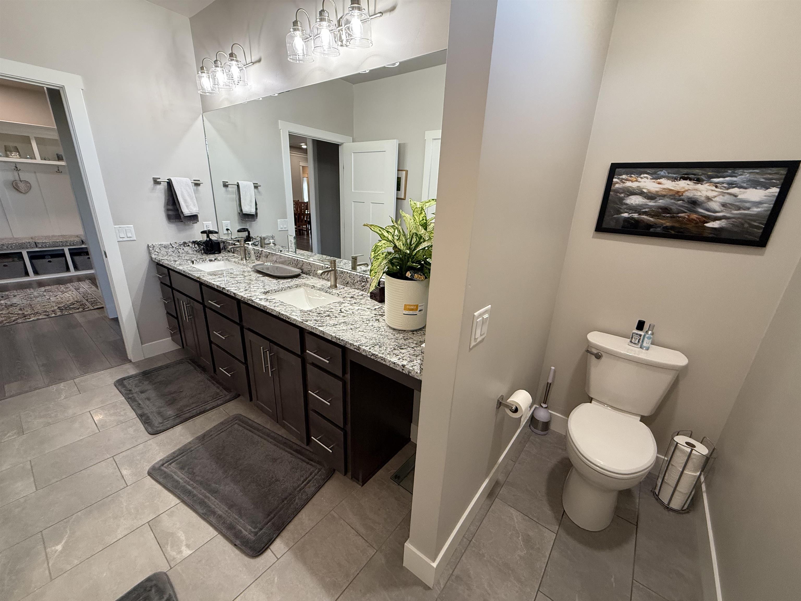1210 Fairway Drive Fruita, CO 81521 - Photo 32 of 33 a bathroom with a granite countertop toilet a sink and a mirror