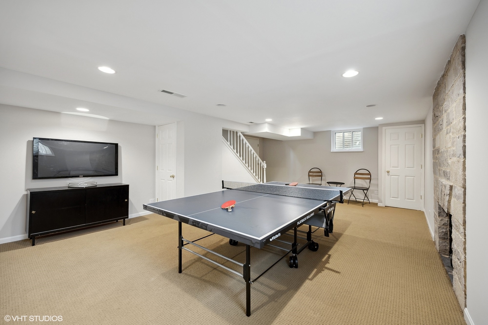 1744 Ridgewood Lane East Glenview, IL 60025 - Photo 37 of 48 a living room with furniture pool table and flat screen tv