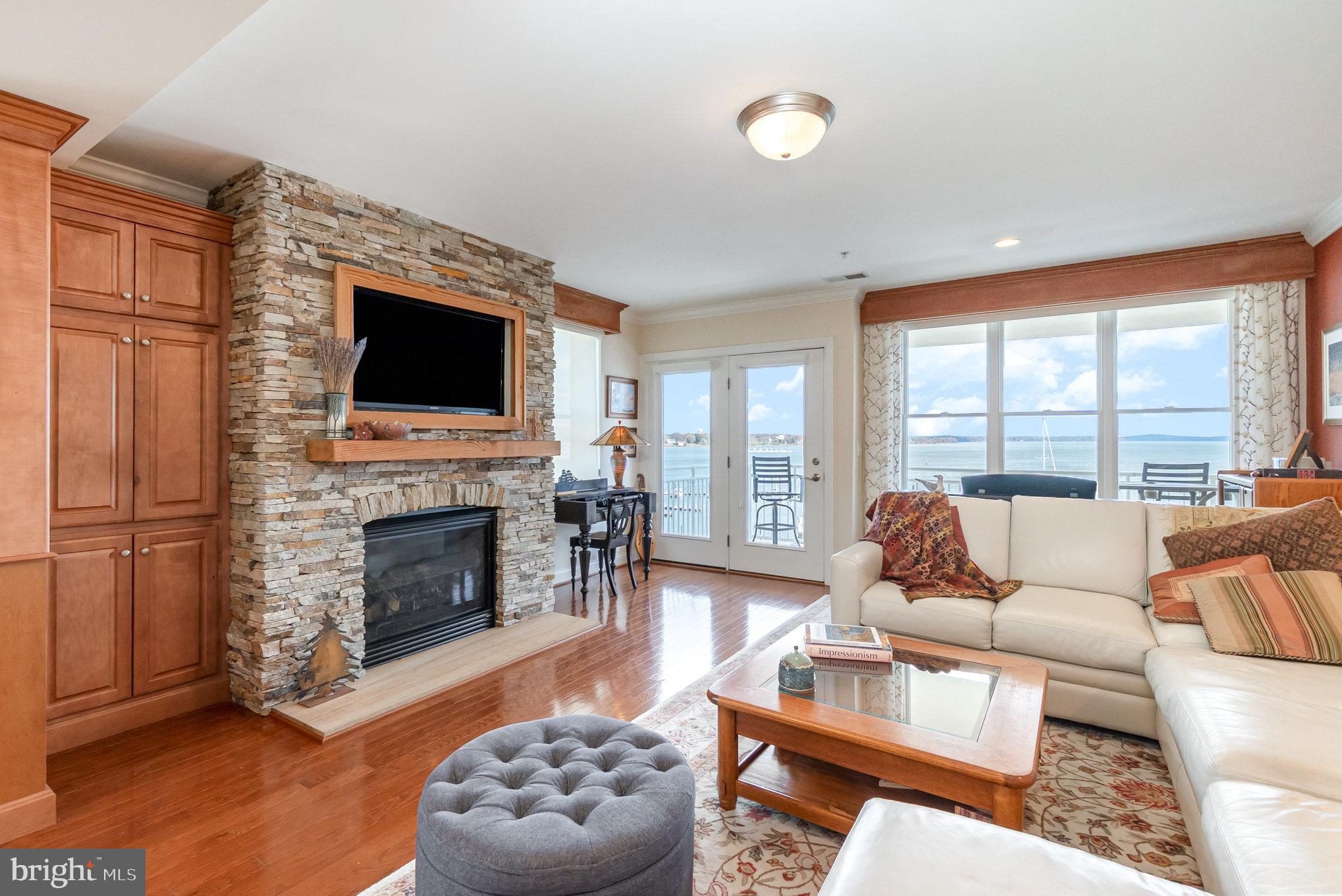 605 Concord Street, Unit 3E Havre de Grace, MD 21078 - Photo 8 of 59 a living room with furniture a fireplace and a flat screen tv