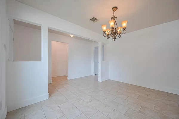 a view of a chandelier in a room