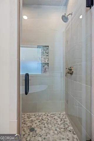 a bathroom with a shower