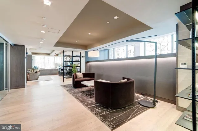 a living room with a couch and a table