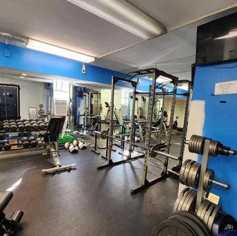 a view of a room with gym equipment