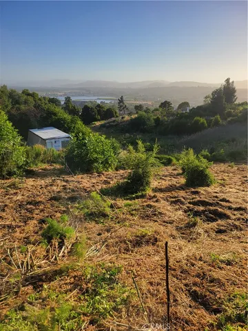 a view of a lake with a city