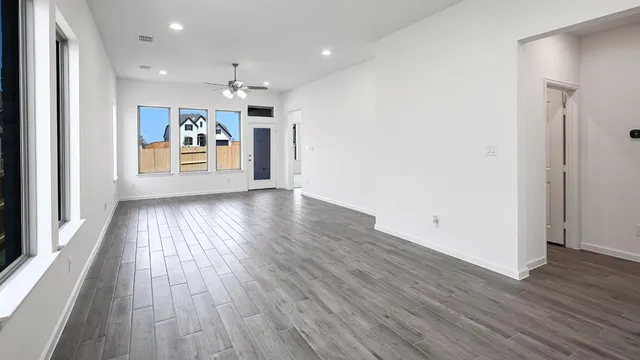 an empty room with windows