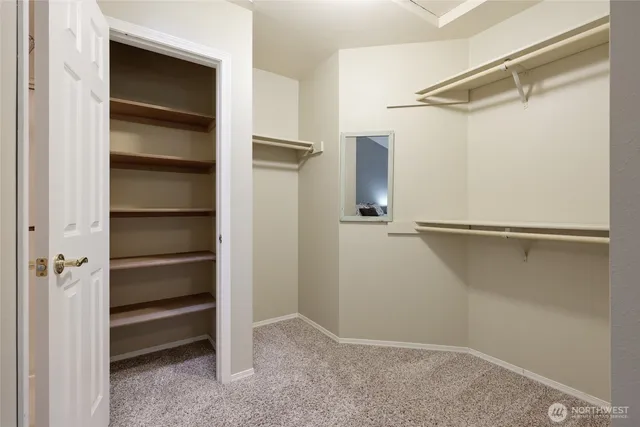 a view of an empty walk in closet