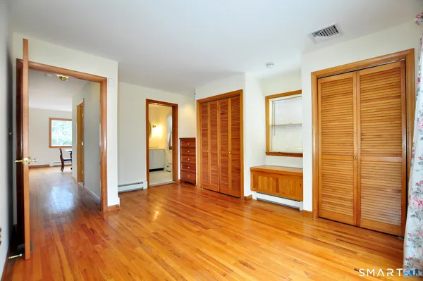 wooden floor and windows in a room