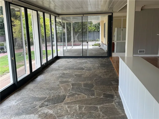 a living room with a large window
