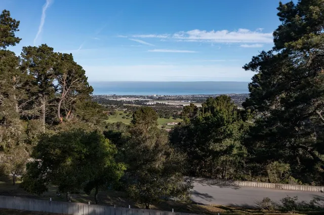a view of a house with a mountain and a forest