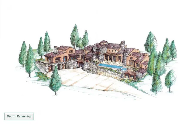 a view of a swimming pool with a table and chairs