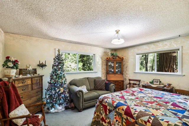 a bedroom with bed and window