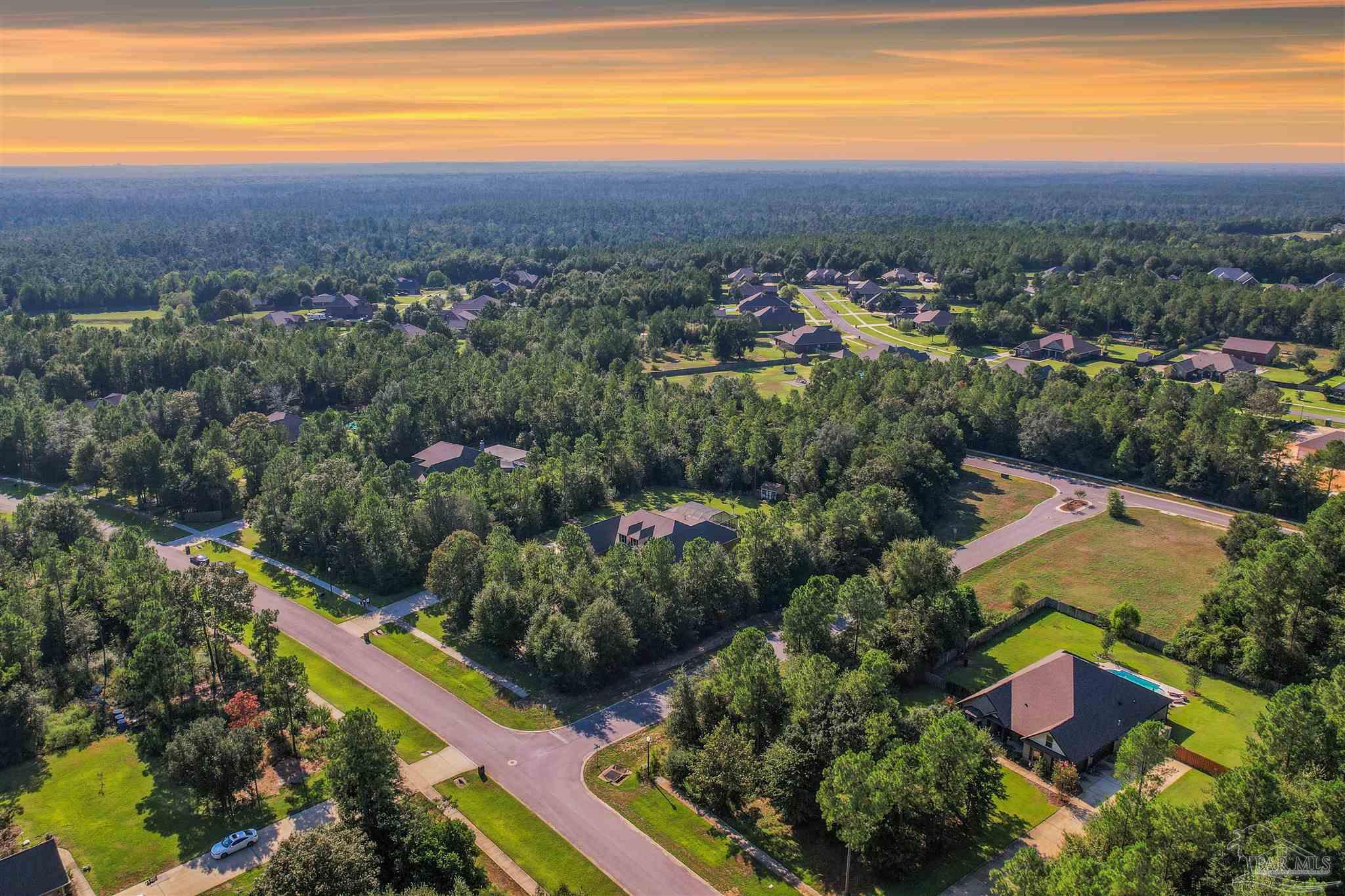 5847 Mossy Creek Lane Pace, FL 32571 - Photo 50 of 50 an aerial view of residential houses with outdoor space and trees