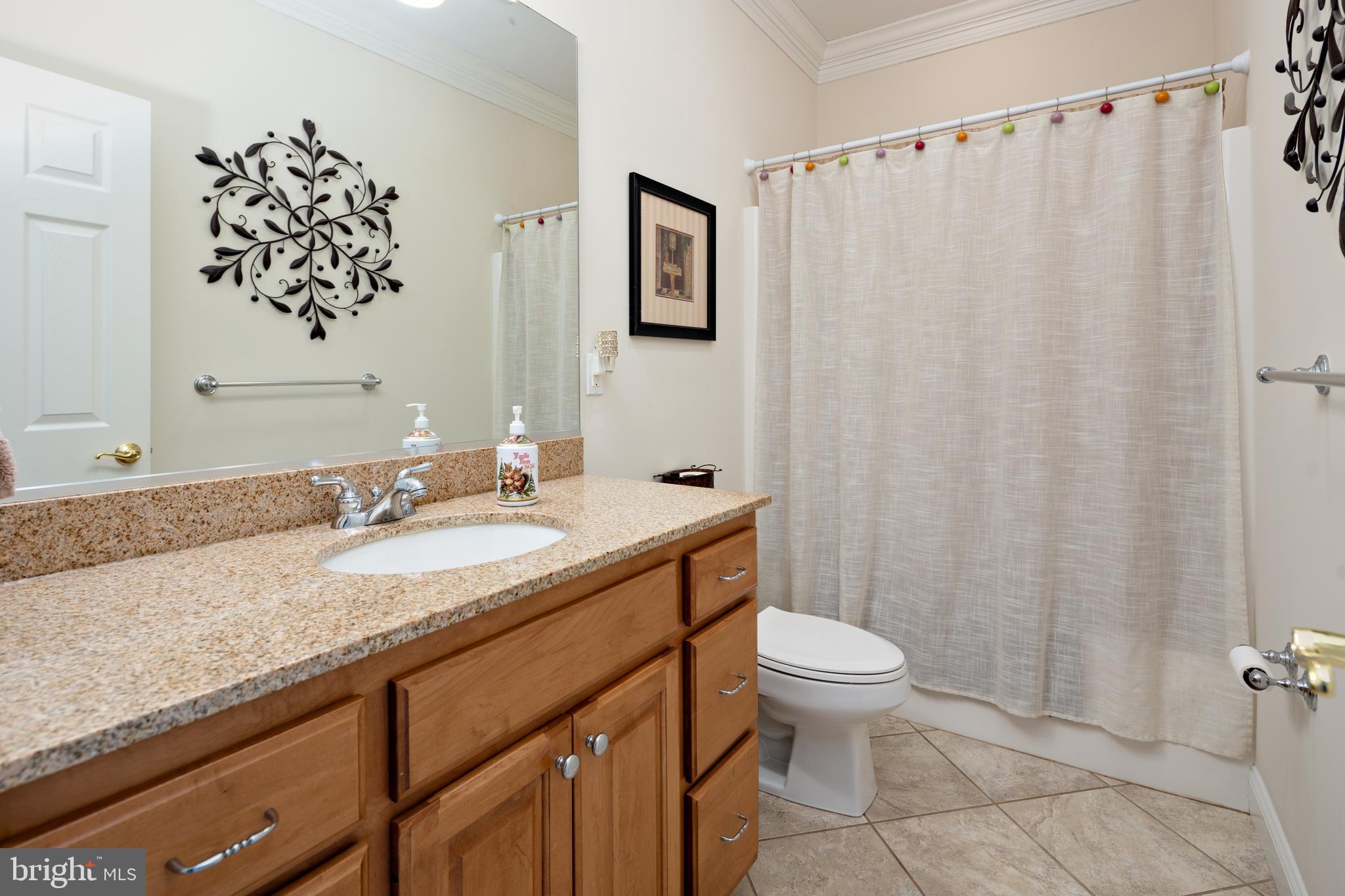 115 Cedar Road Chester, MD 21619 - Photo 25 of 71 a bathroom with a granite countertop sink and a mirror