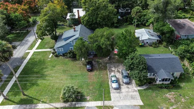 an aerial view of a house