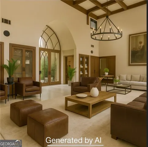 a view of a brick building with glass door