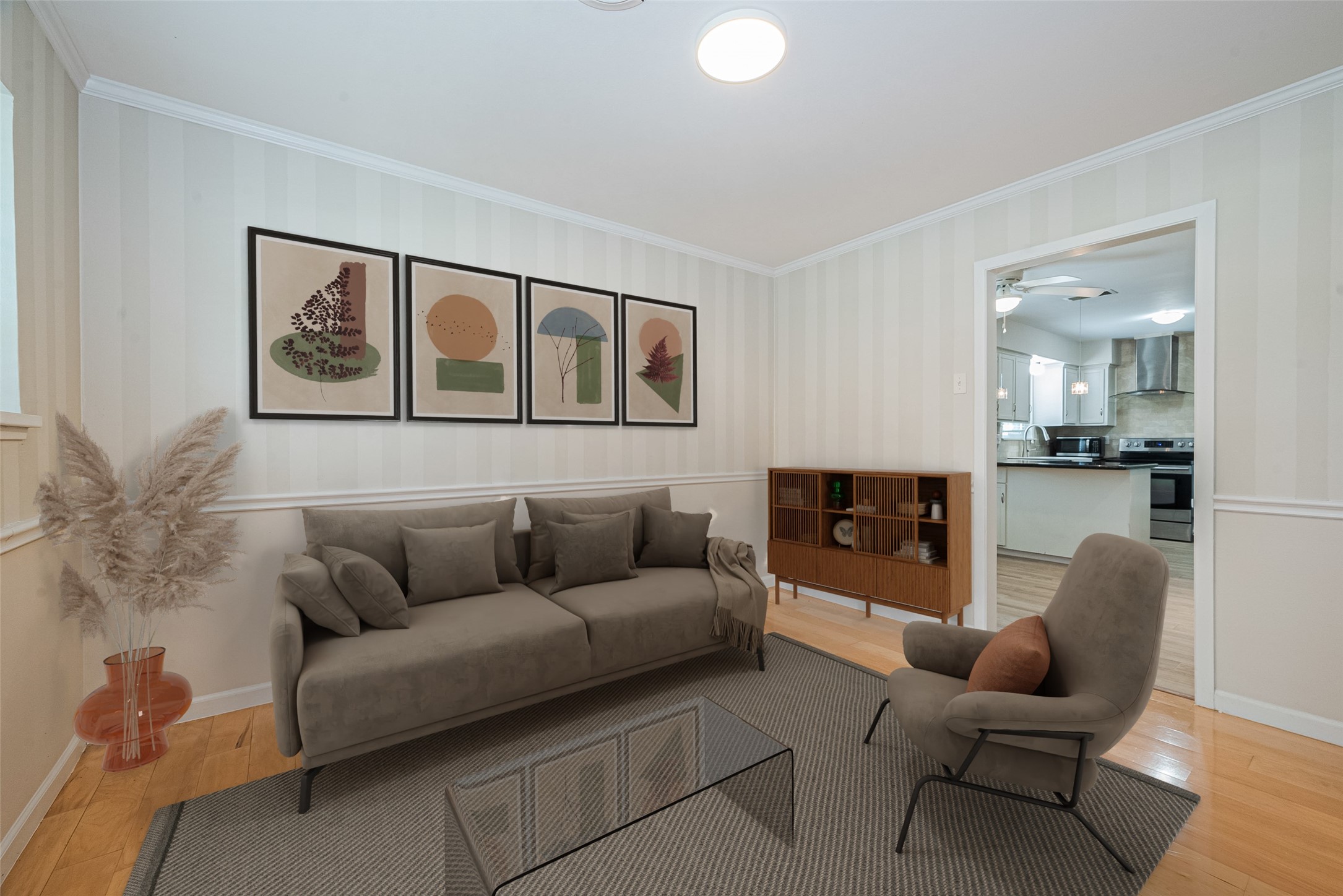 4834 Sanford Road Houston, TX 77035 - Photo 13 of 46 a living room with furniture and a fireplace