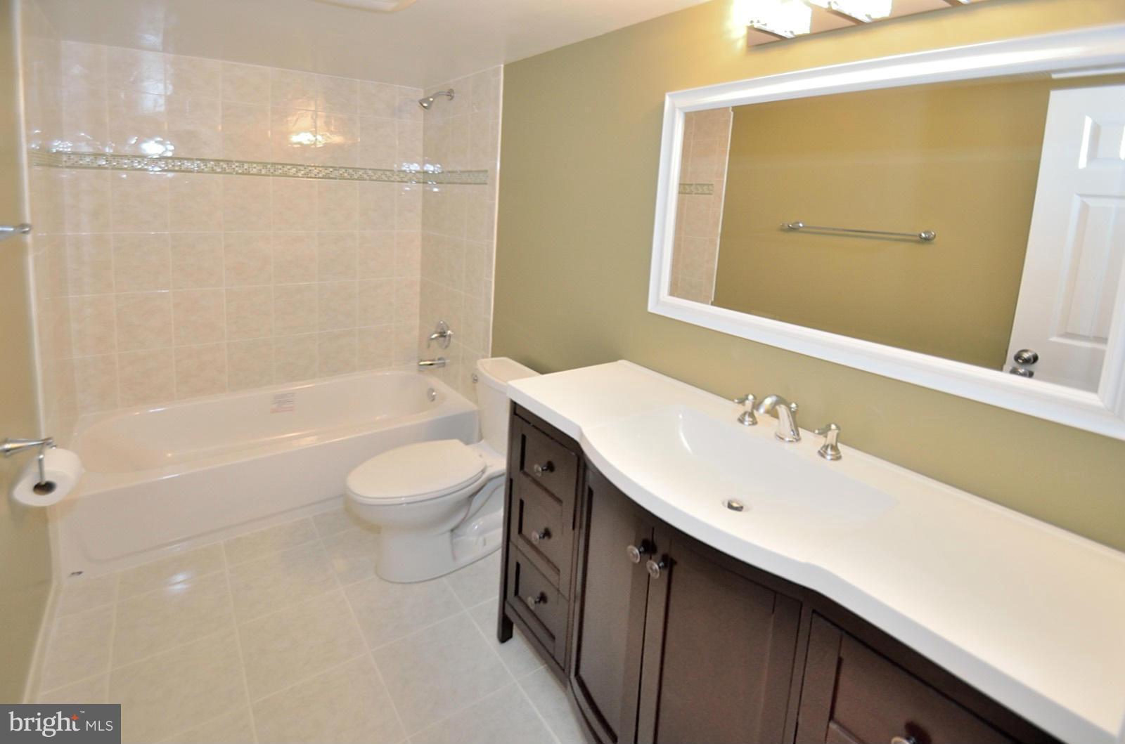 5033 7th Road South, Unit 101 Arlington, VA 22204 - Photo 11 of 13 a bathroom with a double vanity sink toilet mirror and bathtub
