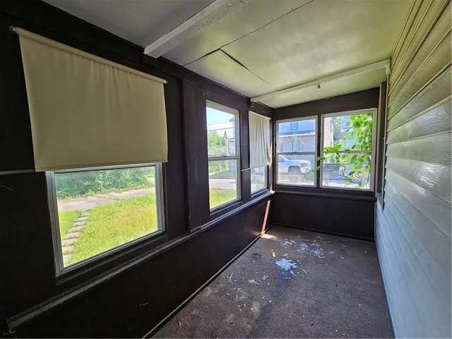 a living room with a large window