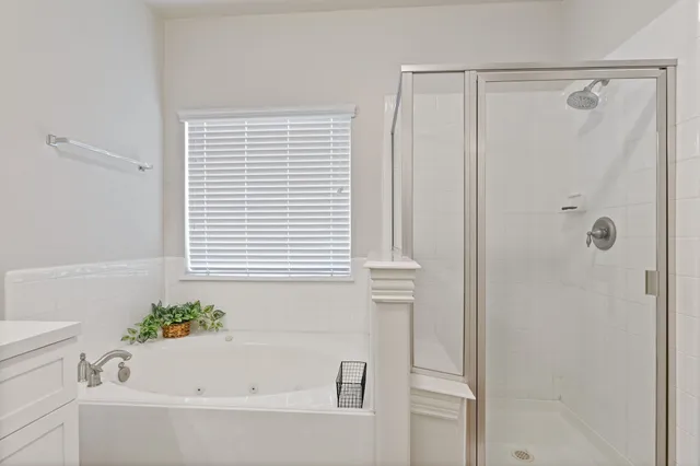 a bathroom with a bathtub