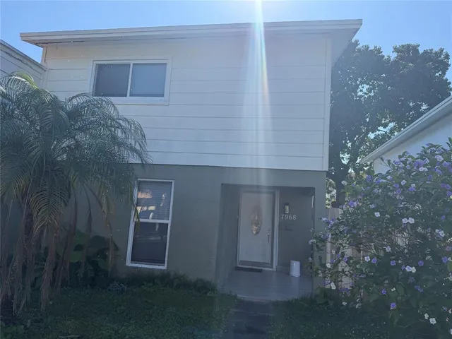 a view of backyard of house