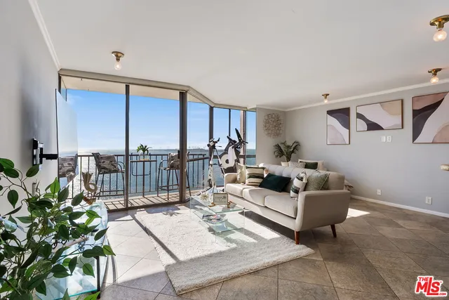 a living room with furniture a rug and a potted plant
