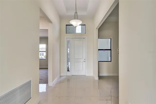 a view of a livingroom with a chandelier