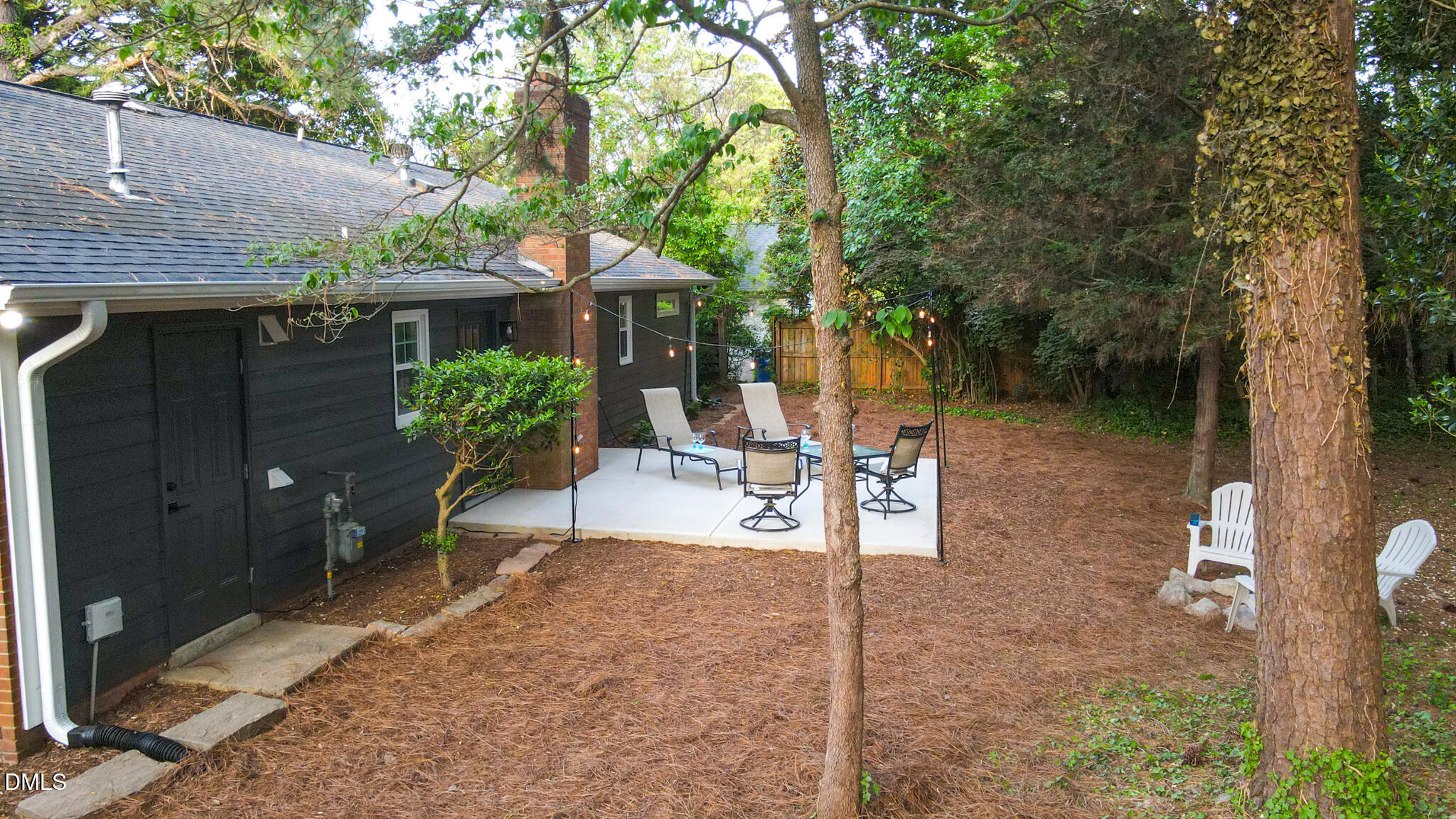 3509 Morningside Drive Raleigh, NC 27607 - Photo 40 of 49 a backyard of a house with table and chairs under an umbrella
