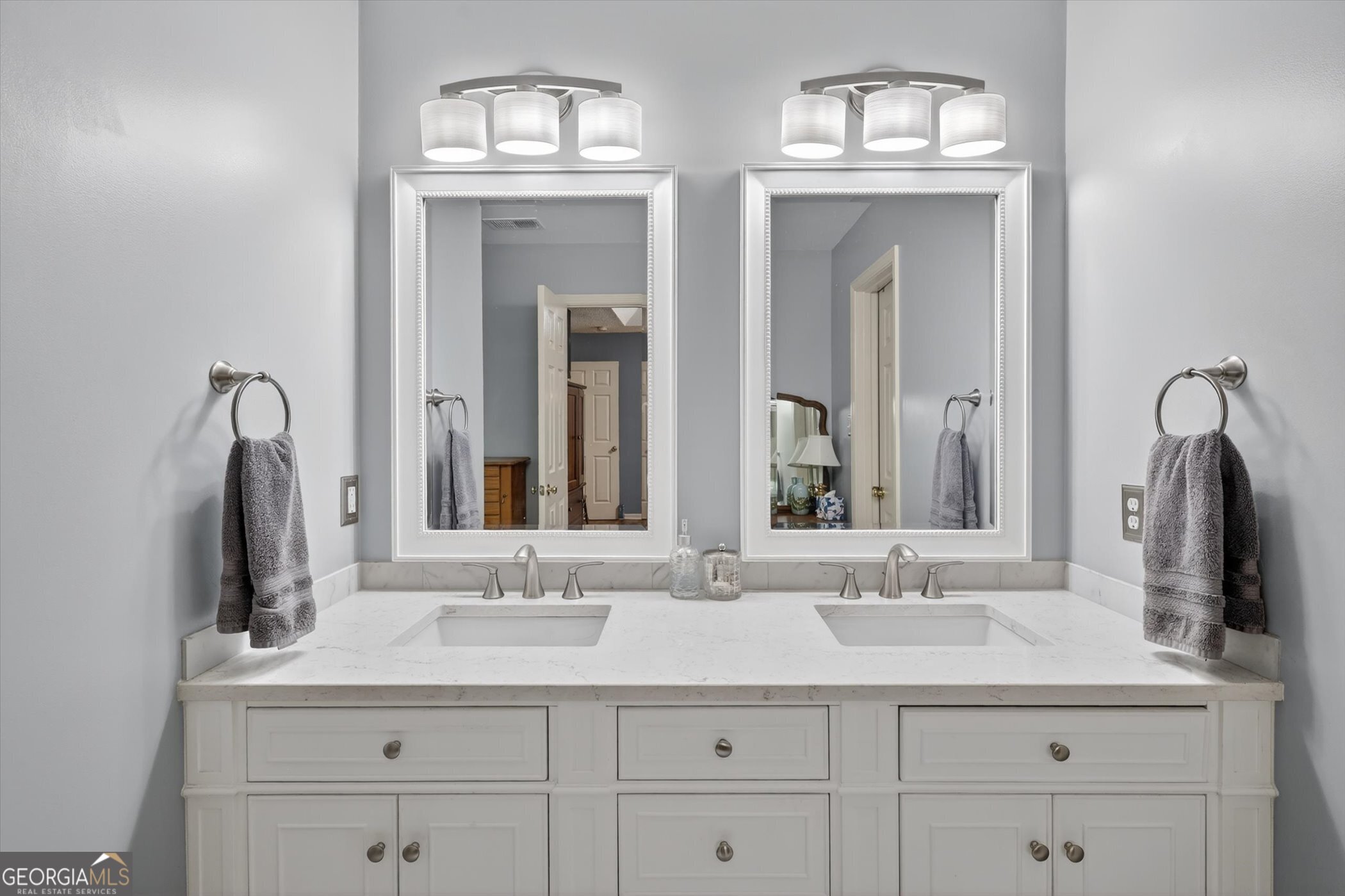 7 Towne Lake Court Pooler, GA 31322 - Photo 26 of 50 a bathroom with a sink vanity and mirror