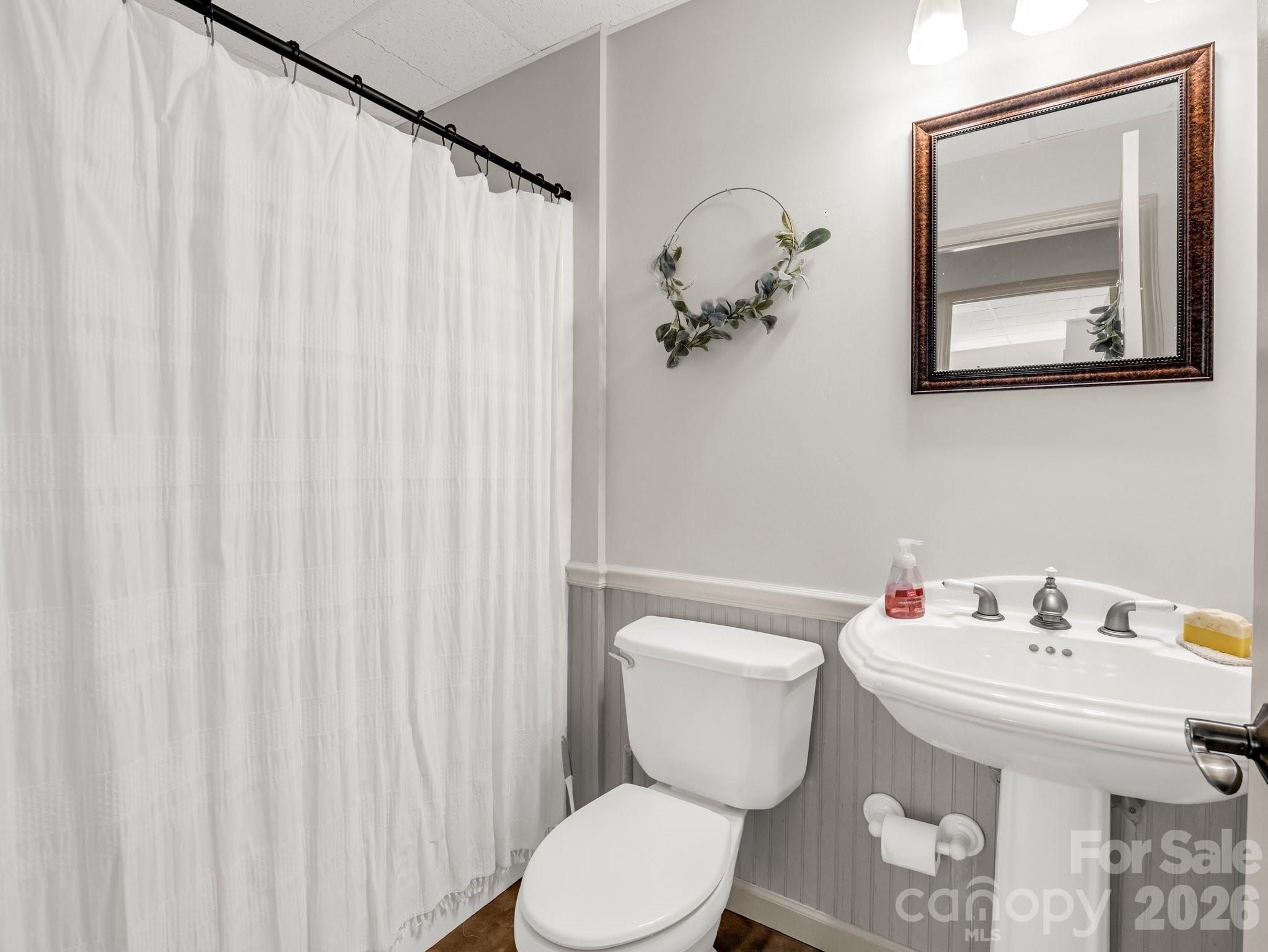 1424 Wolf Pen Road Old Fort, NC 28762 - Photo 31 of 45 a bathroom with a toilet a sink and a mirror